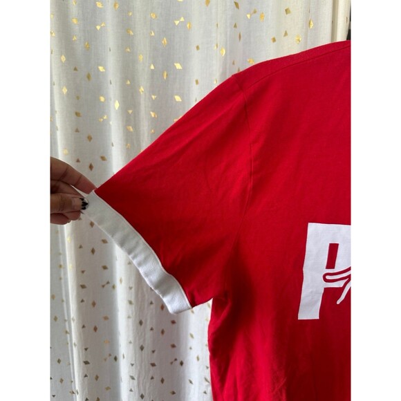 PINK Victoria's Secret 100% Cotton Short Sleeve Campus Ringer Red T-Shirt M - Picture 6 of 10